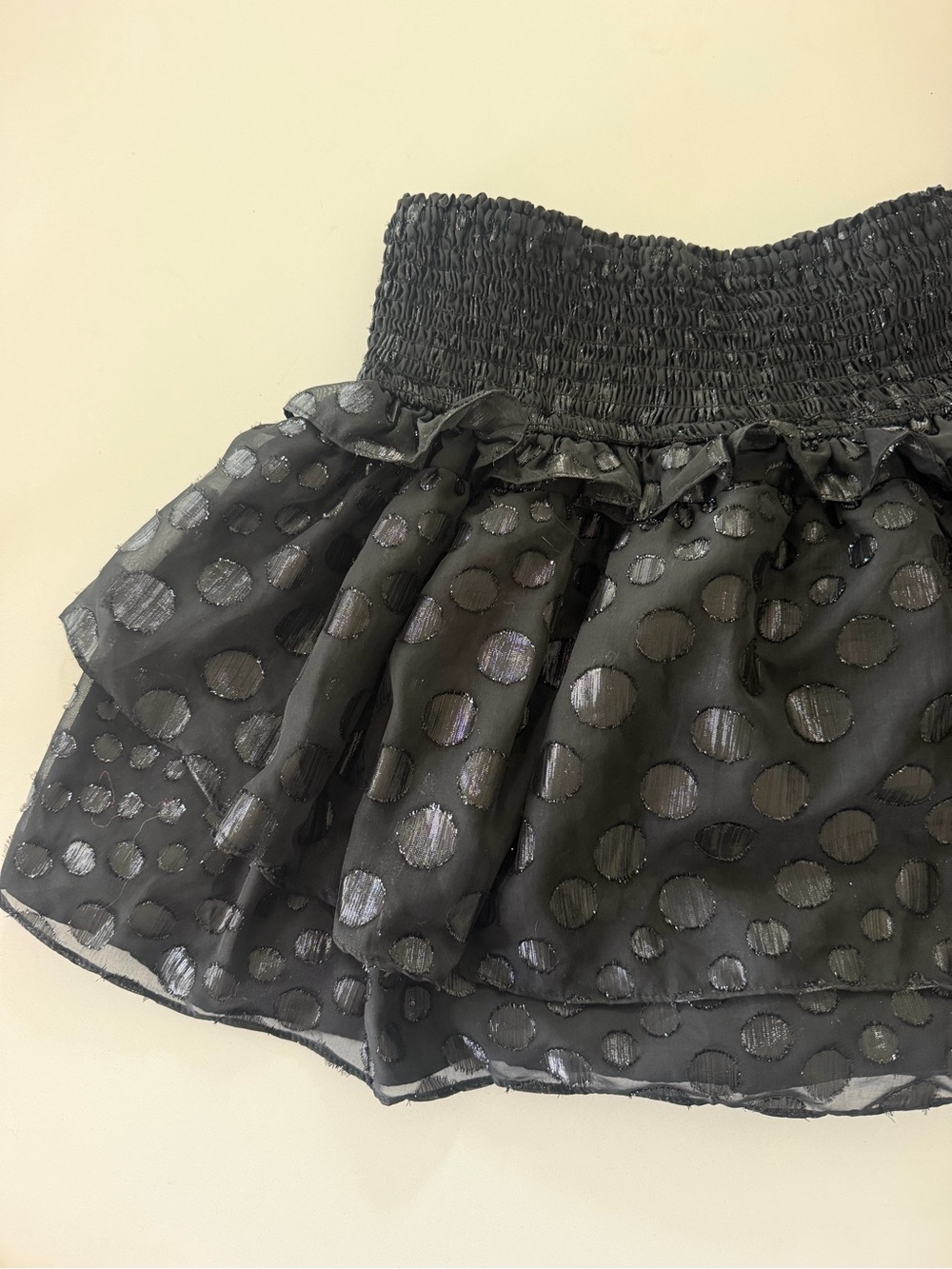 Black polka dot tiered ruffle mini skort - Picture 2 of 7